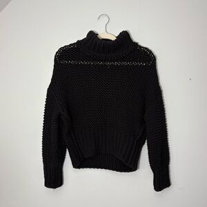 Black Free People Turtleneck Knit Sweater